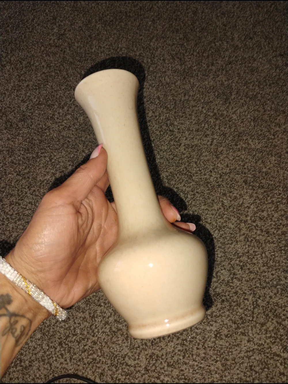 Vintage Floraline Ivory Ceramic Vase Home Accent